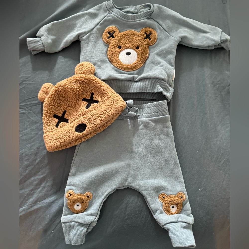 Huxbaby Organic Cotton Bear Set with Hat